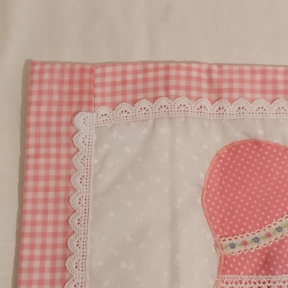 Set Of 2 Sunbonnet Sue Sam Handmade Pillow Covers Pink White Blue Brown 14 x 14 - Picture 7 of 16